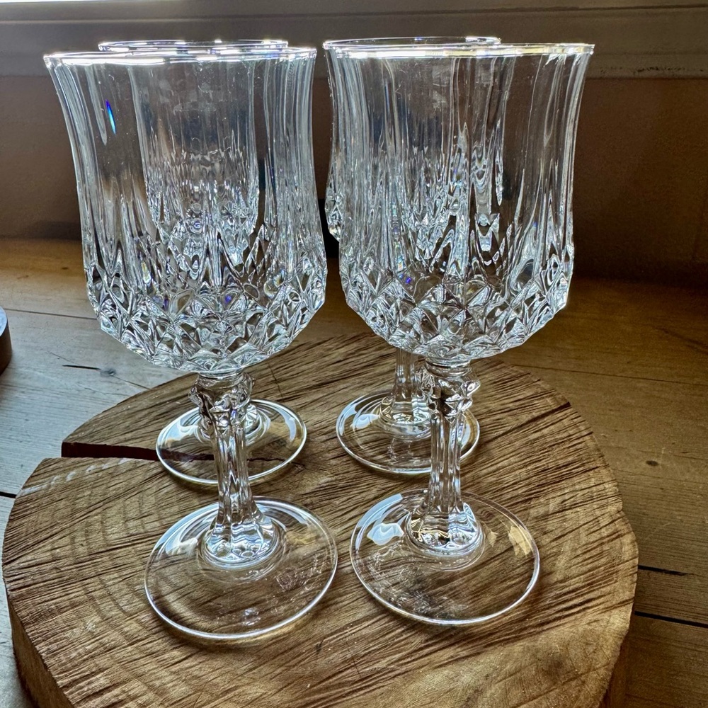 Elegant D’Arques Longchamp Crystal Water/Wine 6 1/2” Tall Glass Set